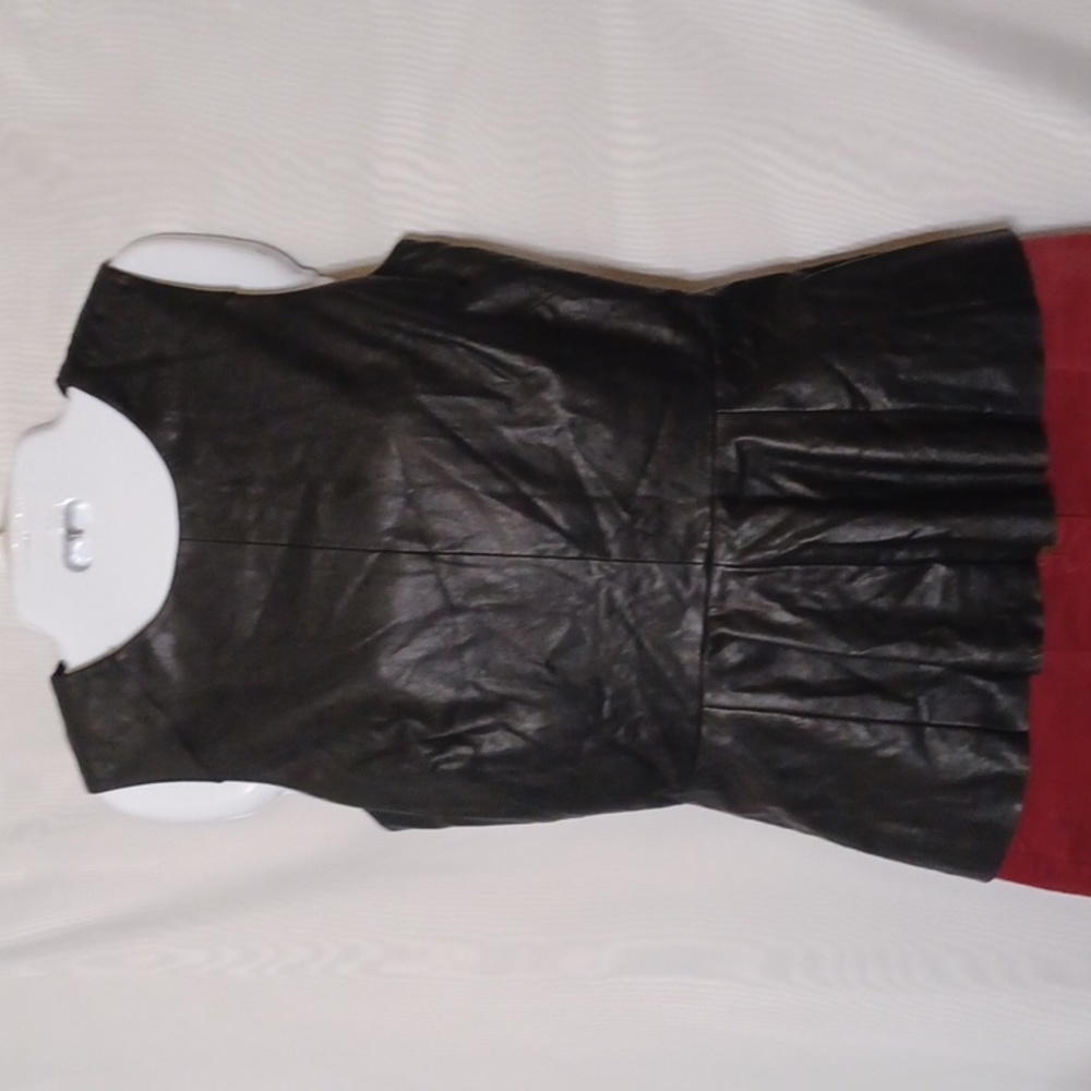 Walter Baker W118 Black Faux Leather Peplum Top. Size S.